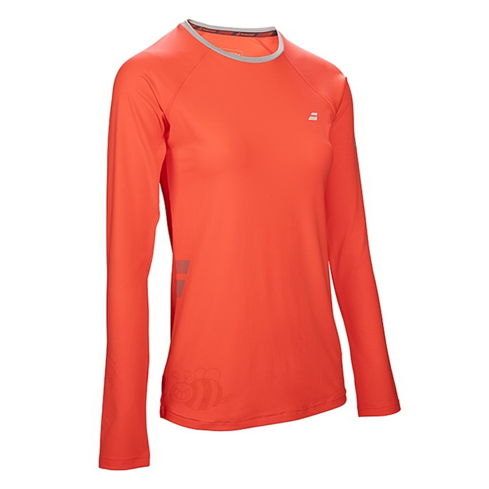 Babolat-T-shirt-Core-LS-Tee-Coral-Orange-Longsleeve-Lady-1